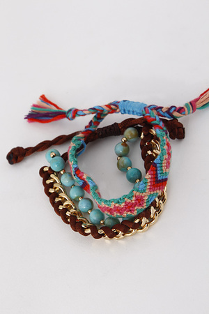 Yarn Chain Beaded Mixed Adjustable Bracelet 5DAI2